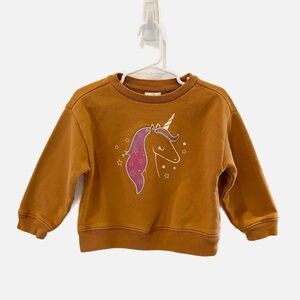 GAP Kids Unicorn Sweatshirt - Brown with Pink Unicorn - 2T